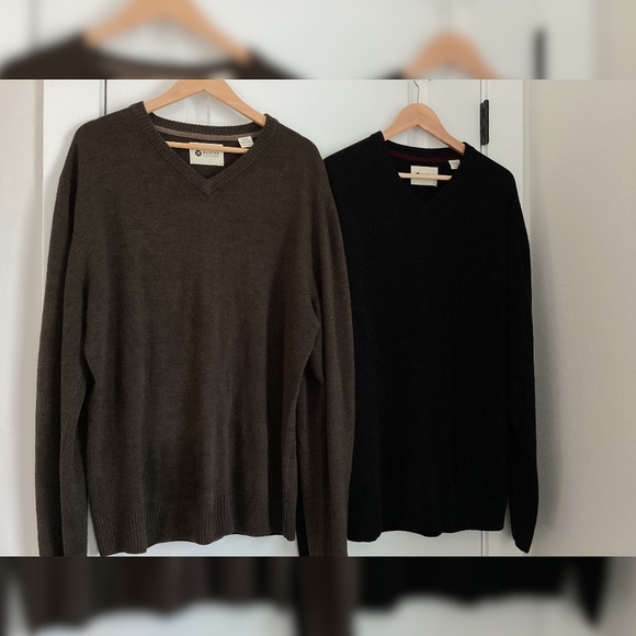Men’s XL Sweater Bundle | Haggar Brown + Black V-Neck Knit Pullovers - Picture 11 of 11
